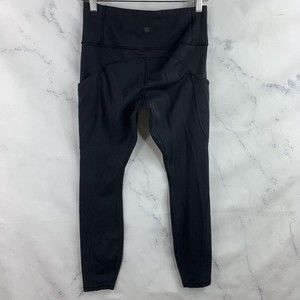 Athleta Contender Leggings Sz S Black Women's High Rise Ankle Pockets Compressio